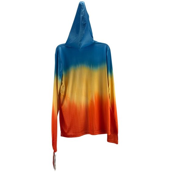 Uzzi Gradient Ombre Hoodie L 14-16  Rainbow Fishing Shirt UPF Long Sleeve - Picture 3 of 7